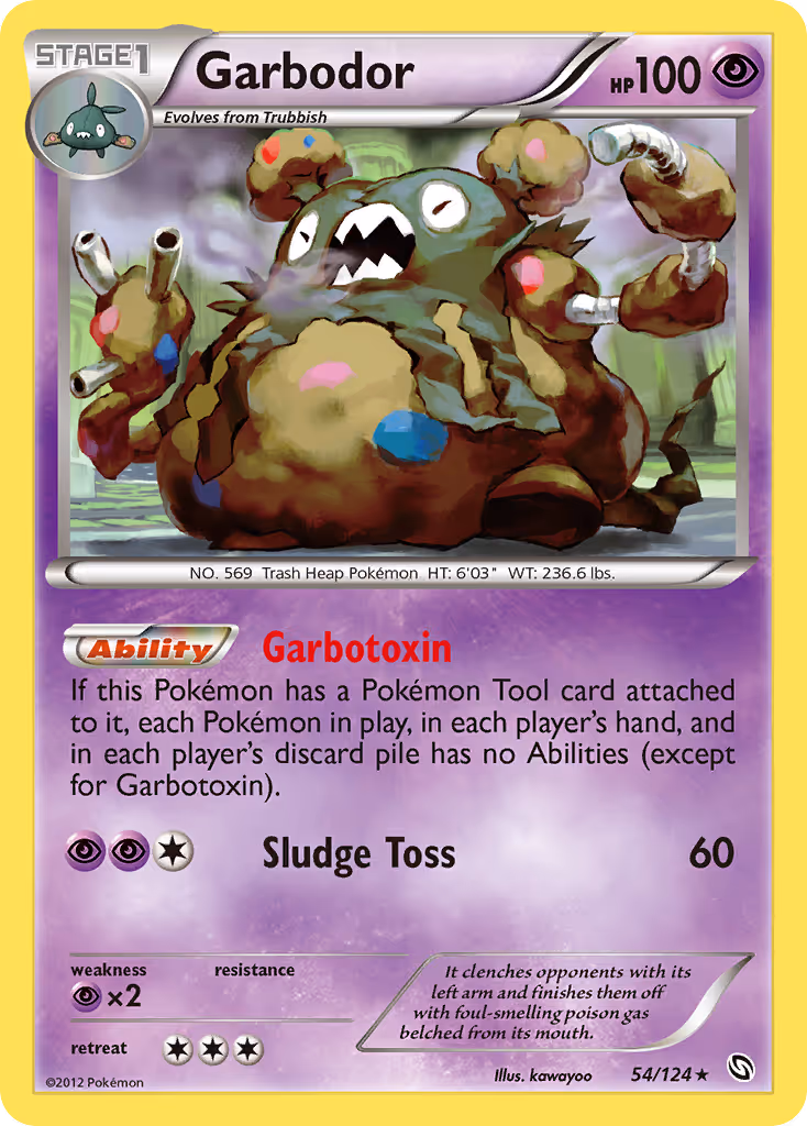 Garbodor 54/124 Pokemon card