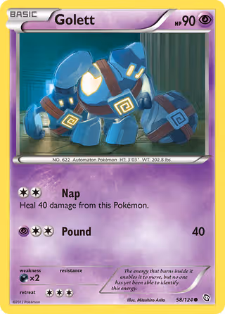 Golett 58/124 Pokemon card