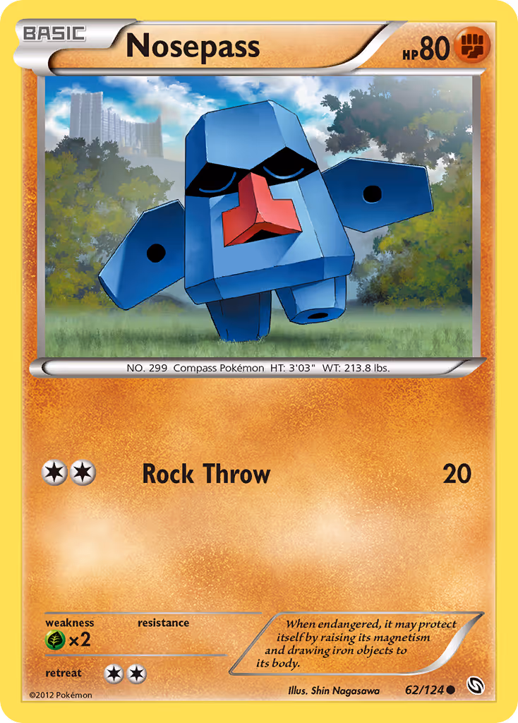Nosepass 62/124 Pokemon card