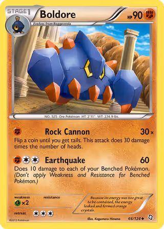Boldore 66/124 Pokemon card