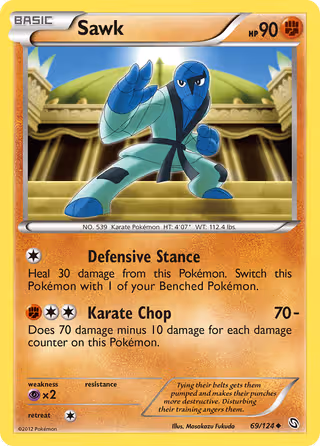 Sawk 69/124 Pokemon card