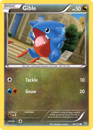 Gible 86/124 Pokemon card