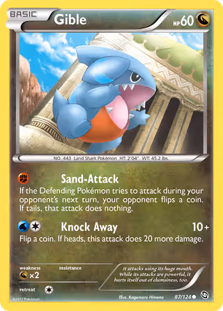 Gible 87/124 Pokemon card
