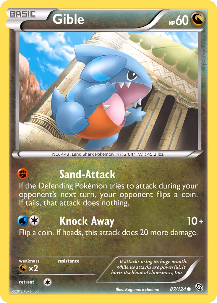 Gible 87/124 Pokemon card