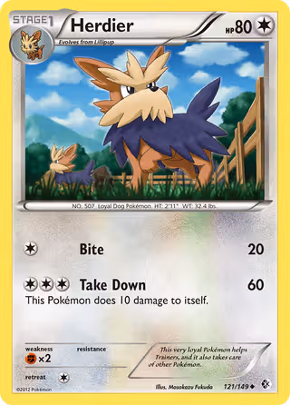 Herdier 121/149 Pokemon card
