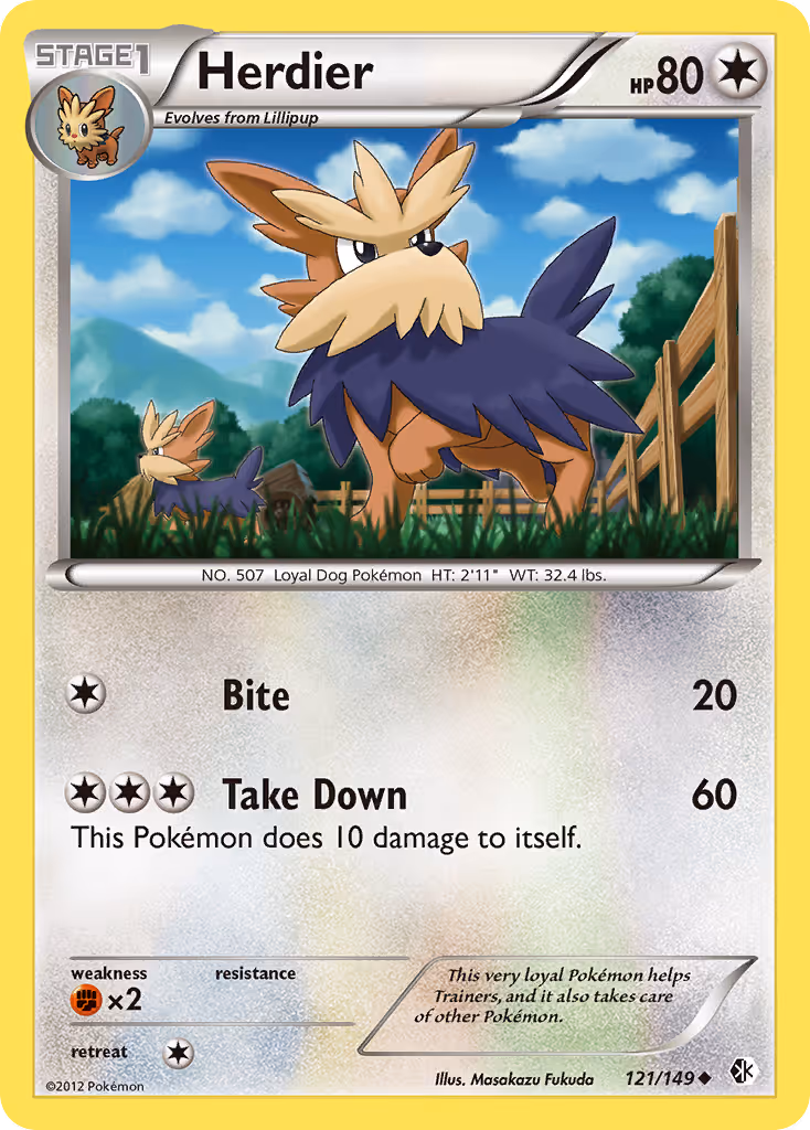 Herdier 121/149 Pokemon card