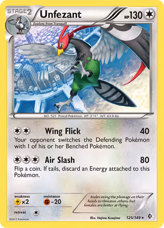 Unfezant 125/149 Pokemon card