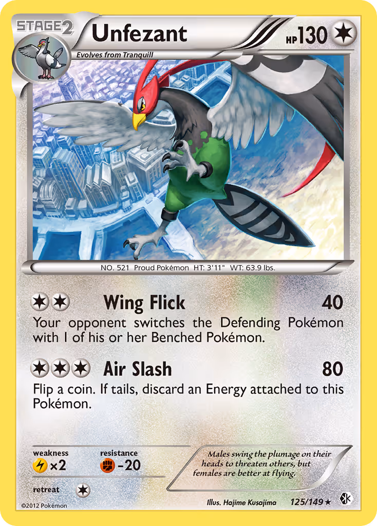 Unfezant 125/149 Pokemon card