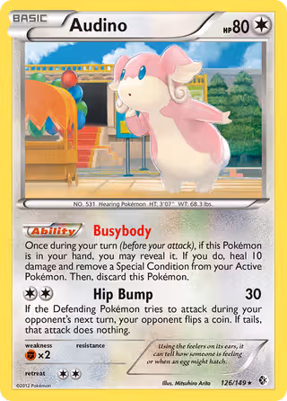 Audino 126/149 Pokemon card
