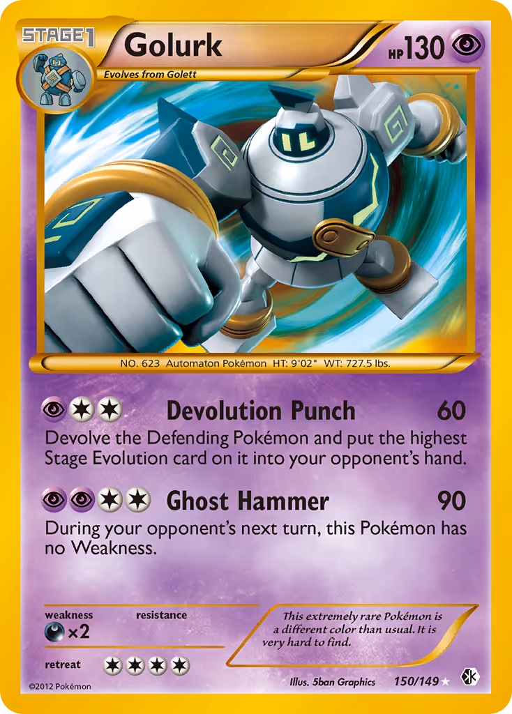 Golurk 150/149 Pokemon card