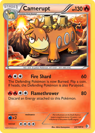 Camerupt 22/149 Pokemon card