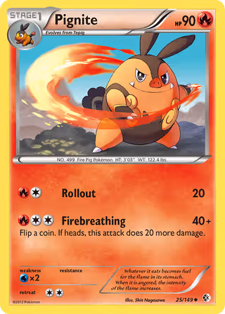 Pignite 25/149 Pokemon card