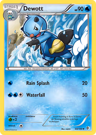 Dewott 40/149 Pokemon card
