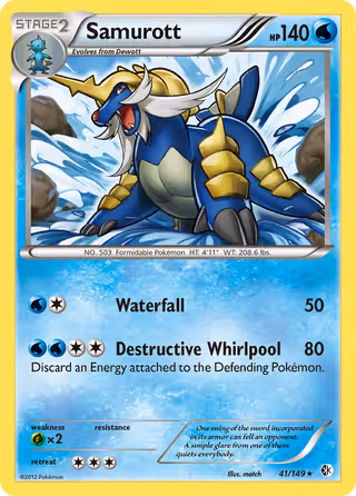 Samurott 41/149 Pokemon card
