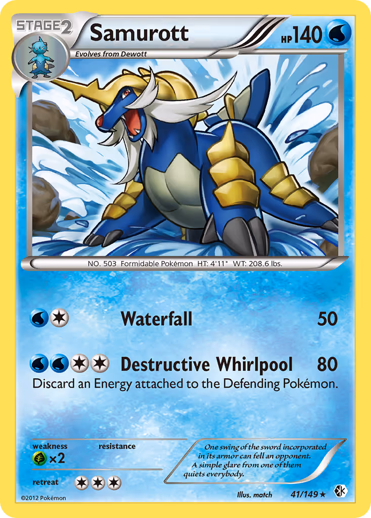 Samurott 41/149 Pokemon card