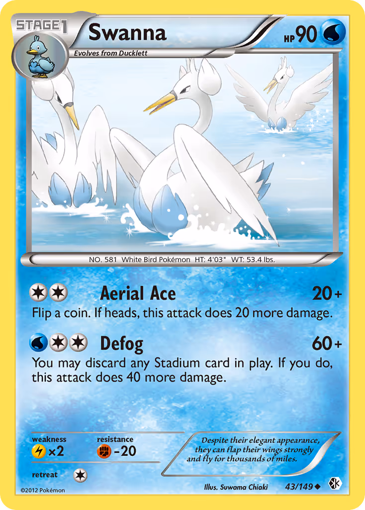 Swanna 43/149 Pokemon card