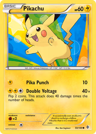 Pikachu 50/149 Pokemon card