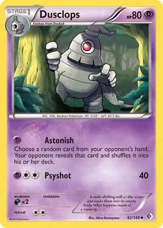 Dusclops 62/149 Pokemon card