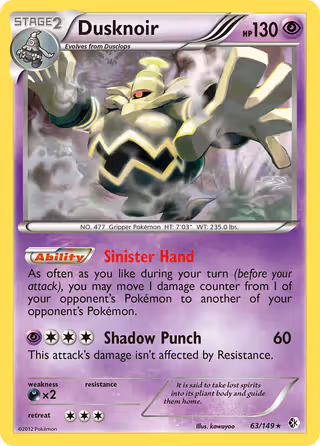 Dusknoir 63/149 Pokemon card