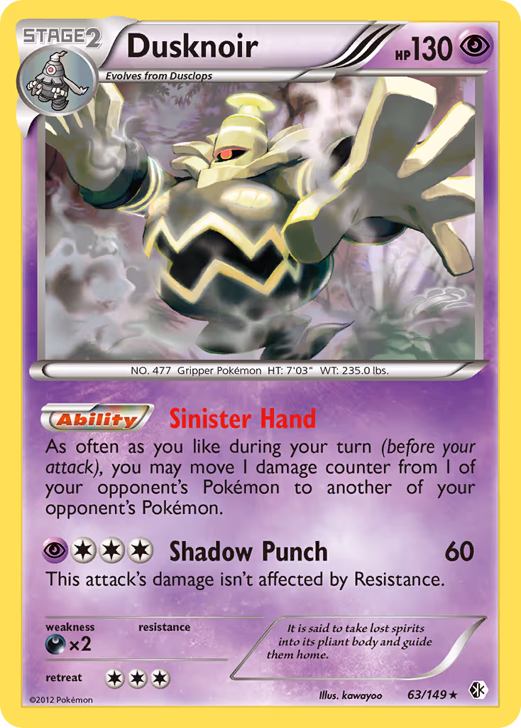 Dusknoir 63/149 Pokemon card