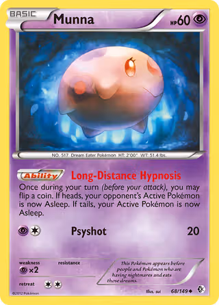 Munna 68/149 Pokemon card
