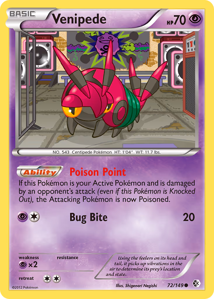 Venipede 72/149 Pokemon card