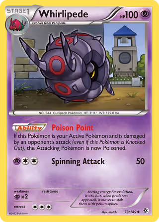 Whirlipede 73/149 Pokemon card