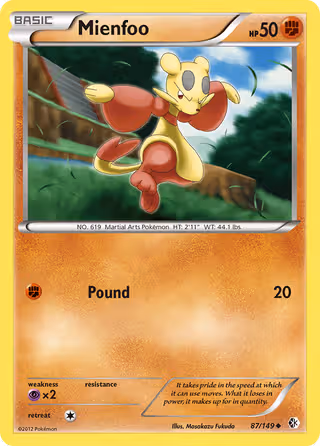 Mienfoo 87/149 Pokemon card