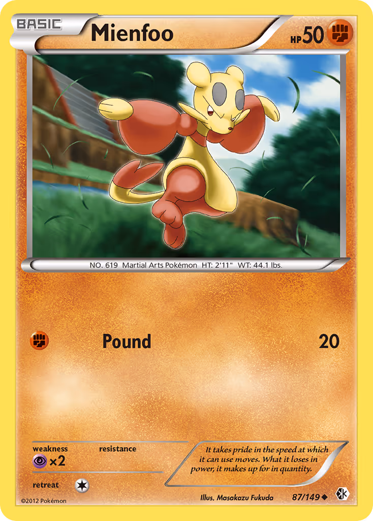 Mienfoo 87/149 Pokemon card