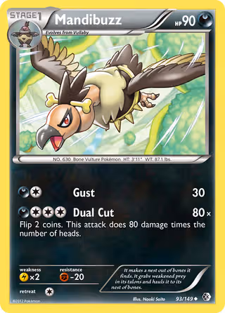 Mandibuzz 93/149 Pokemon card