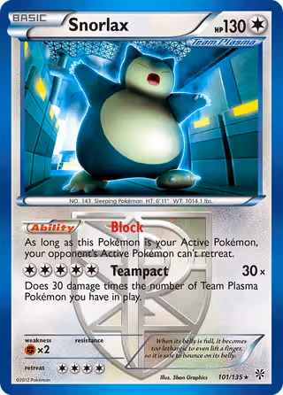 Snorlax 101/135 Pokemon card