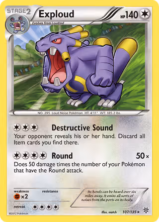 Exploud 107/135 Pokemon card