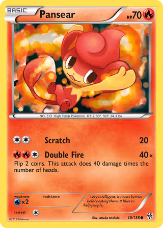 Pansear 19/135 Pokemon card