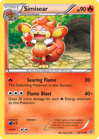 Simisear 20/135 Pokemon card