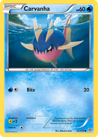 Carvanha 32/135 Pokemon card