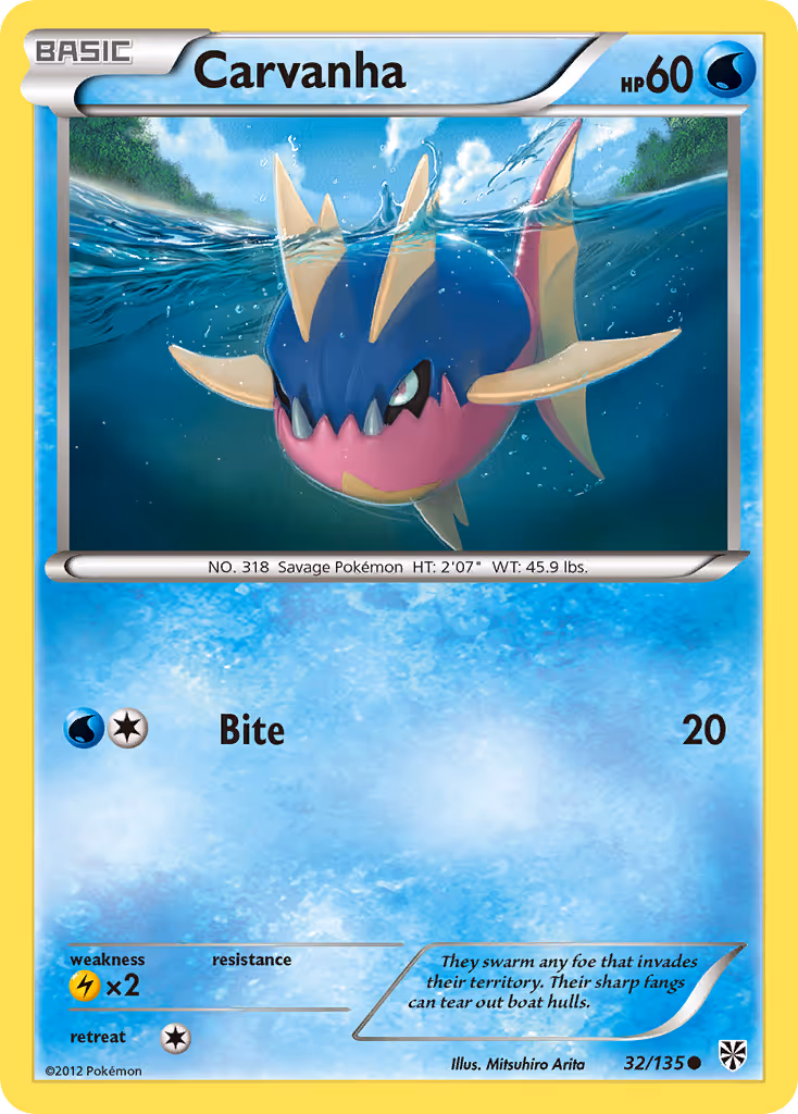 Carvanha 32/135 Pokemon card