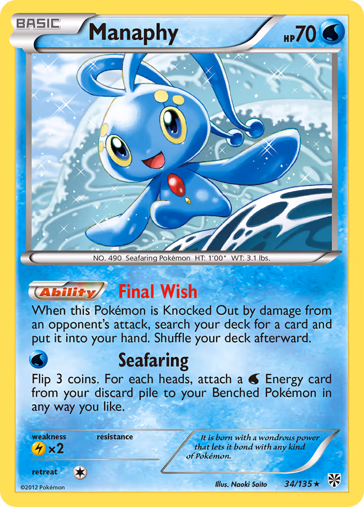 Manaphy 34/135 Pokemon card