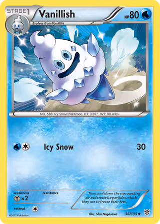 Vanillish 36/135 Pokemon card