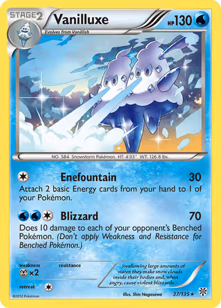 Vanilluxe 37/135 Pokemon card