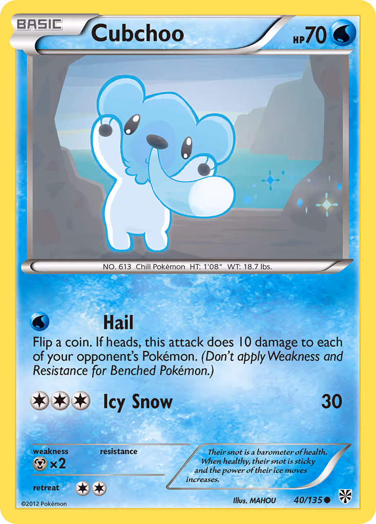 Cubchoo 40/135 Pokemon card
