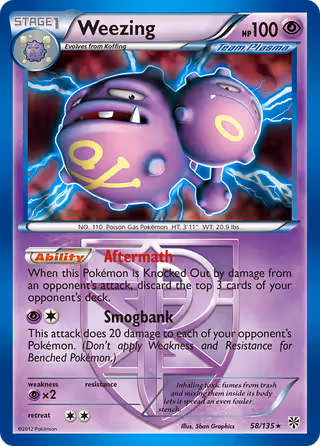 Weezing 58/135 Pokemon card