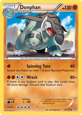 Donphan 72/135 Pokemon card