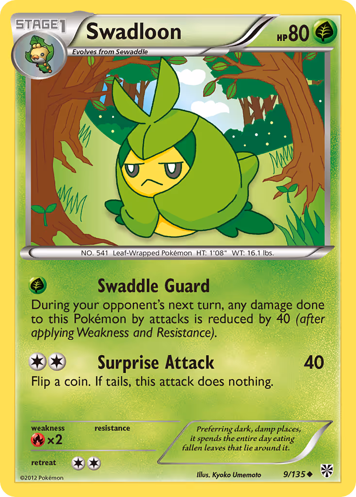 Swadloon 9/135 Pokemon card