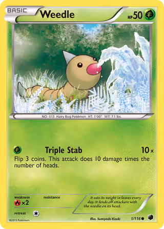 Weedle 1/116 Pokemon card