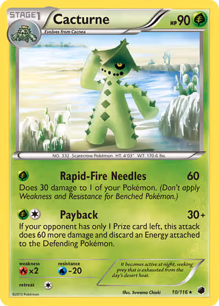Cacturne 10/116 Pokemon card