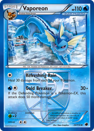 Vaporeon 20/116 Pokemon card