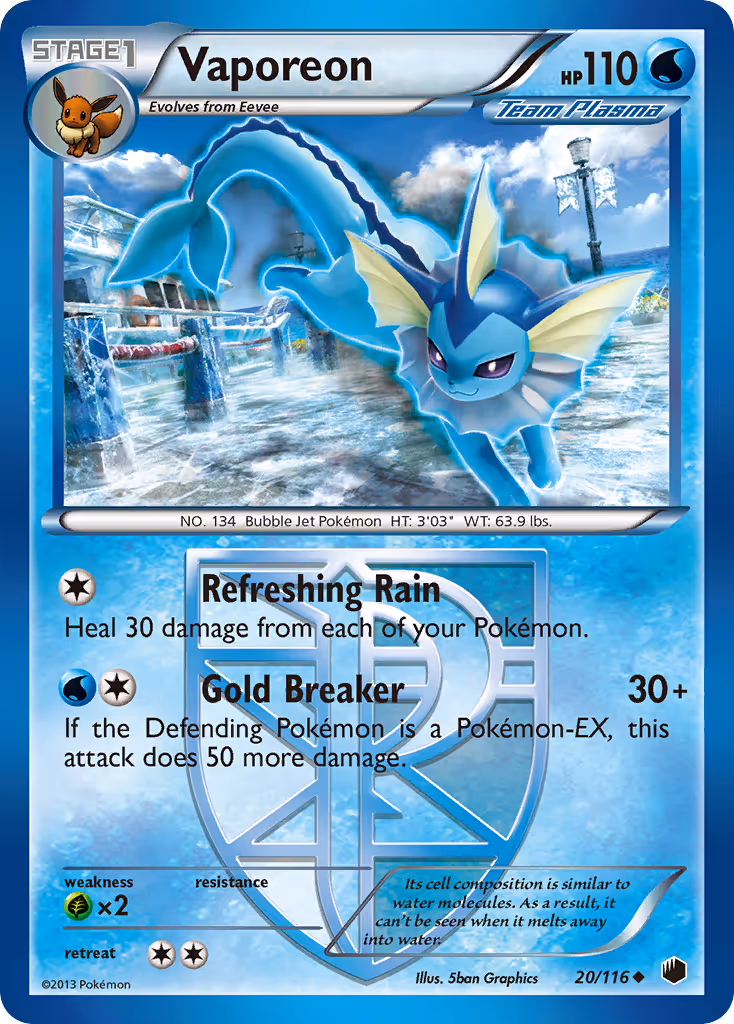 Vaporeon 20/116 Pokemon card