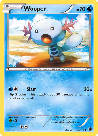 Wooper 21/116 Pokemon card