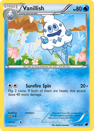 Vanillish 28/116 Pokemon card