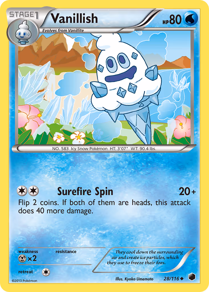 Vanillish 28/116 Pokemon card